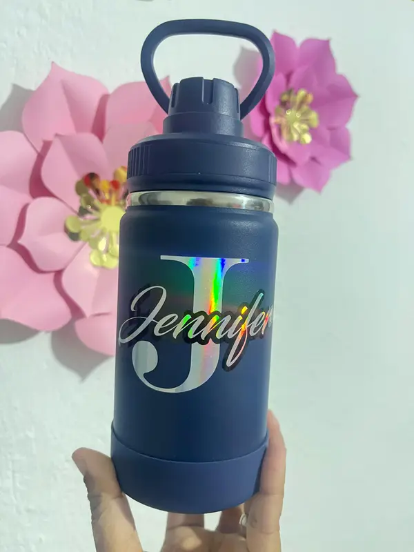 Termo azul Génesis — pieza personalizada de Detallitos Creativos.