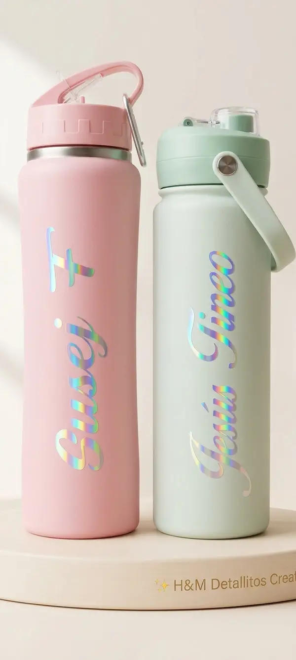 Dúo de tumblers pastel — pieza personalizada de Detallitos Creativos.